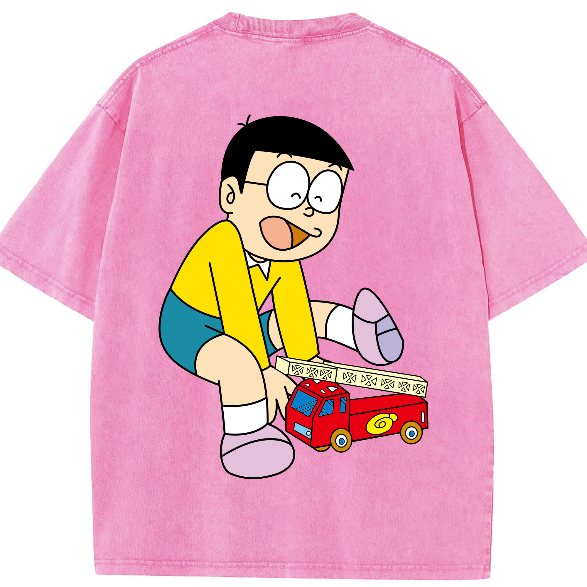 （画像用） ドラえもん 野比 のび太 Doraemon Nobita Nobi 綿100% ヴィンテージ風 半袖Tシャツ（背面プリント）